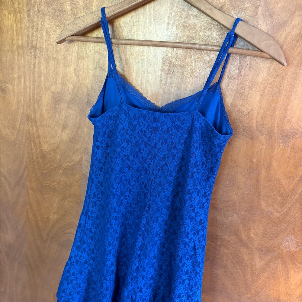 Aeropostale Blue Sheer Mesh Lace Trim Babydoll Cami Slip Dress Y2K Fairy NWT Mod - Picture 6 of 14